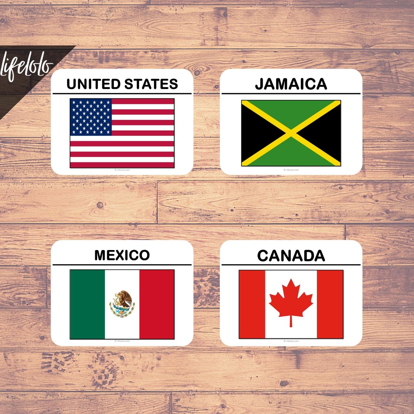 North America FLAGS Flash Cards | Geography | Montessori | Homeschool 