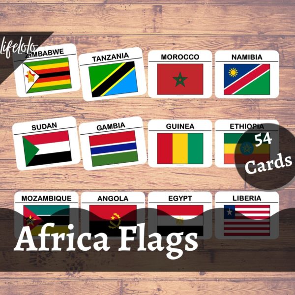 Africa Flags Flash Cards Montessori Three Part Cards Homeschool
