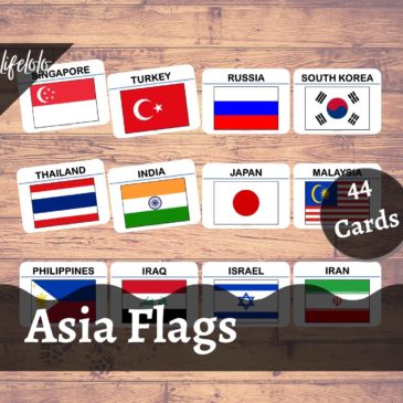 Asia FLAGS Flash Cards | Geography | Montessori | Homeschool | Three ...