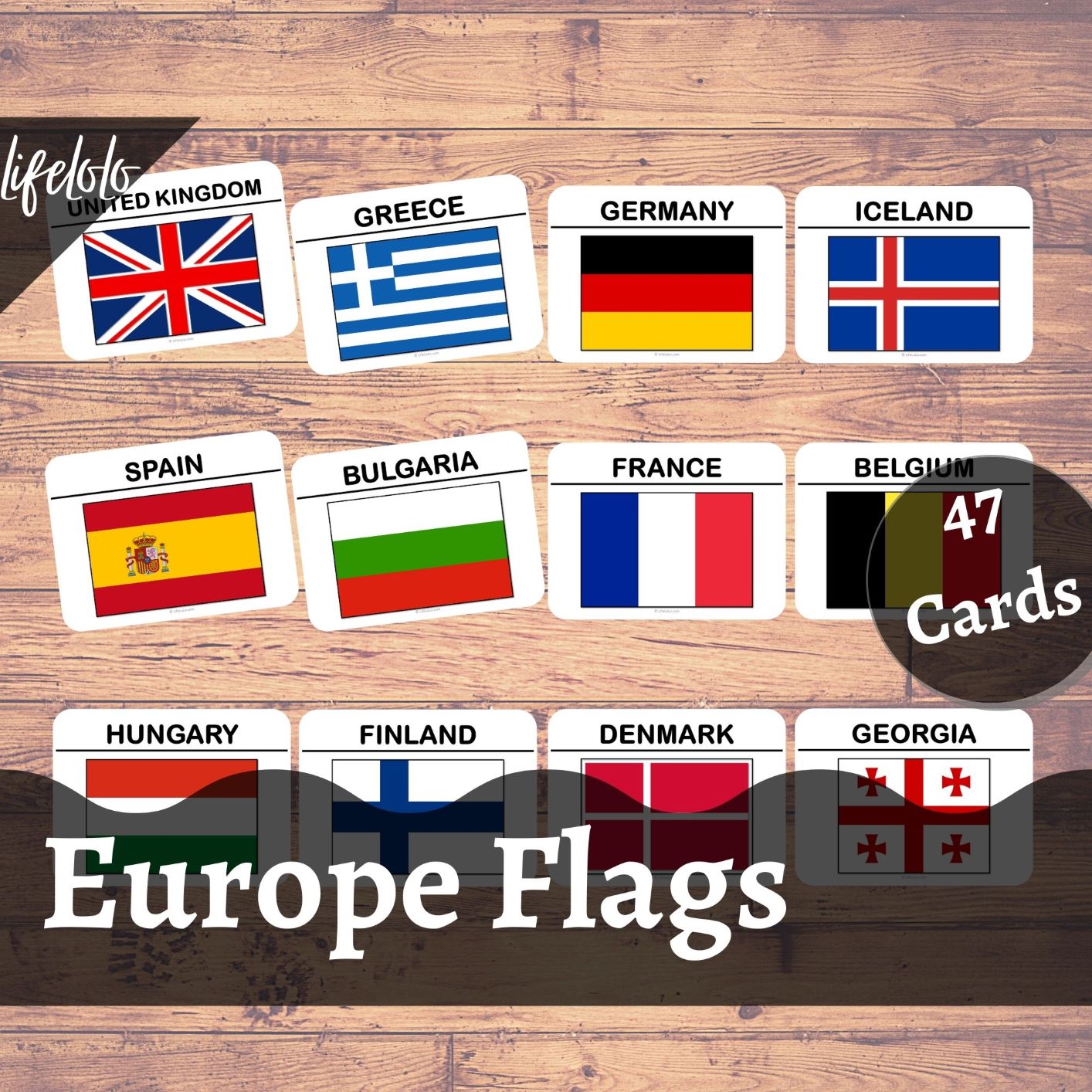 Europe Country Flags Map Flash Cards by The Ideas Zone