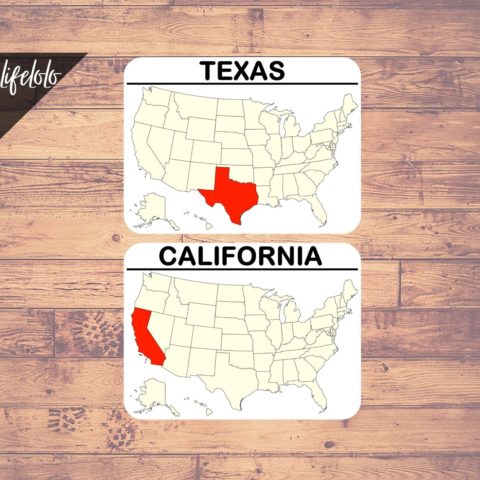 USA STATES MAP - 51 Flash Cards | Montessori Activity | 3 Part Cards ...