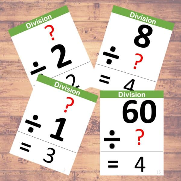 DIVISION (Problems) Flashcards Math Learning (40 Cards) LifeLoLo