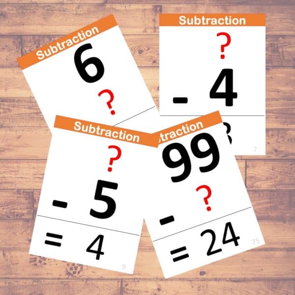 subtraction flashcards