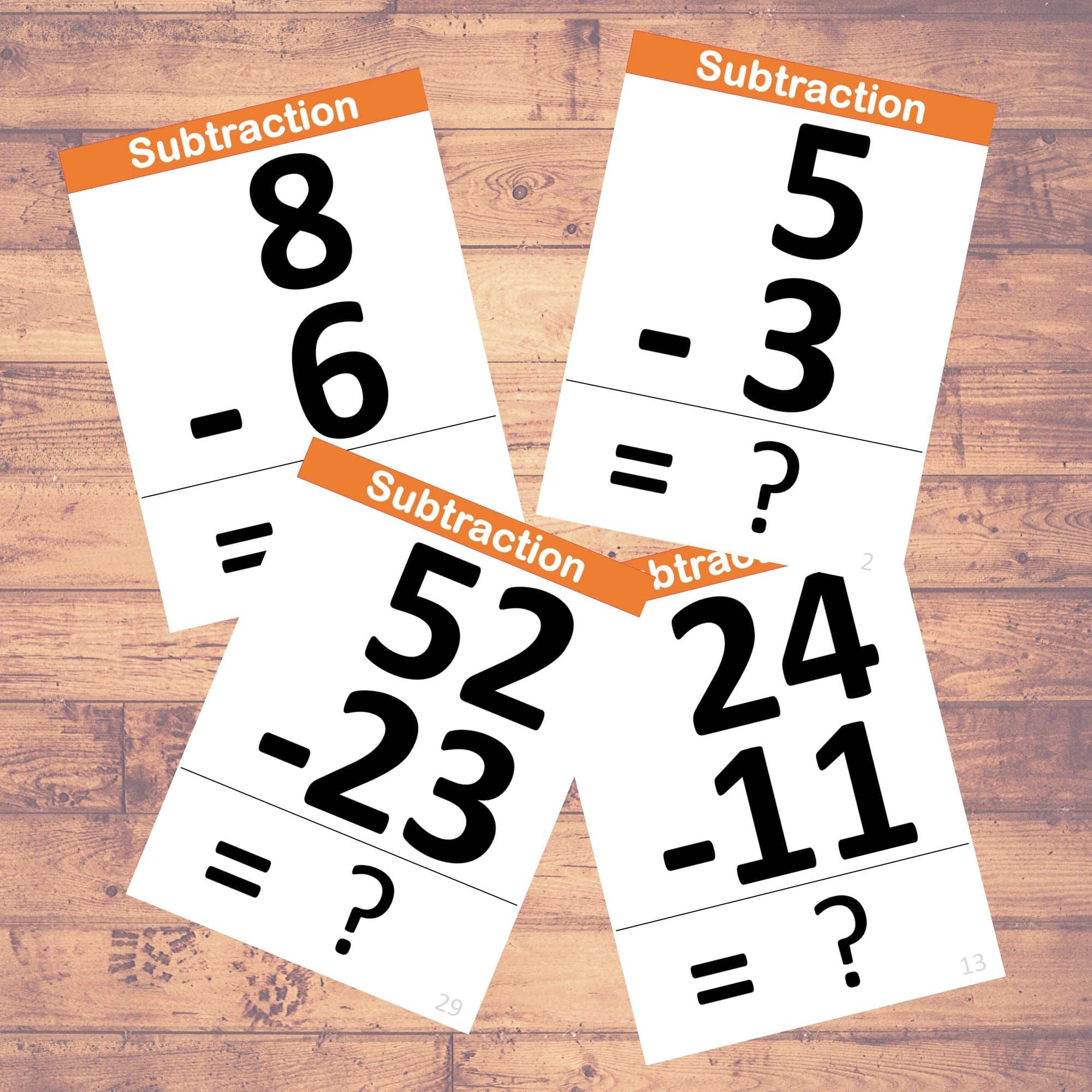 SUBTRACTION (Format X-Y=?) - Flashcards | Math | Learning | (40 Cards ...