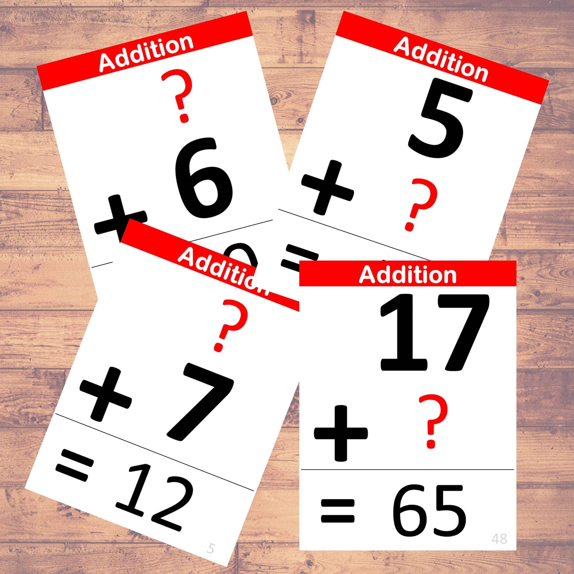 ADDITION Problems Flashcards Math Learning 40 Cards LifeLoLo