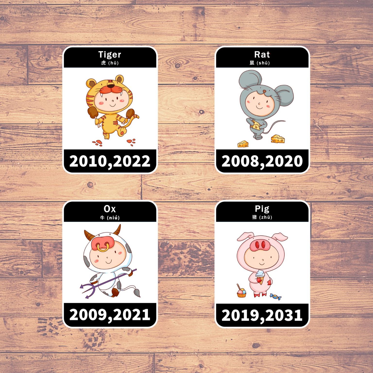 CHINESE ZODIAC YEARS - Flashcards | Montessori | Educational | Learning ...