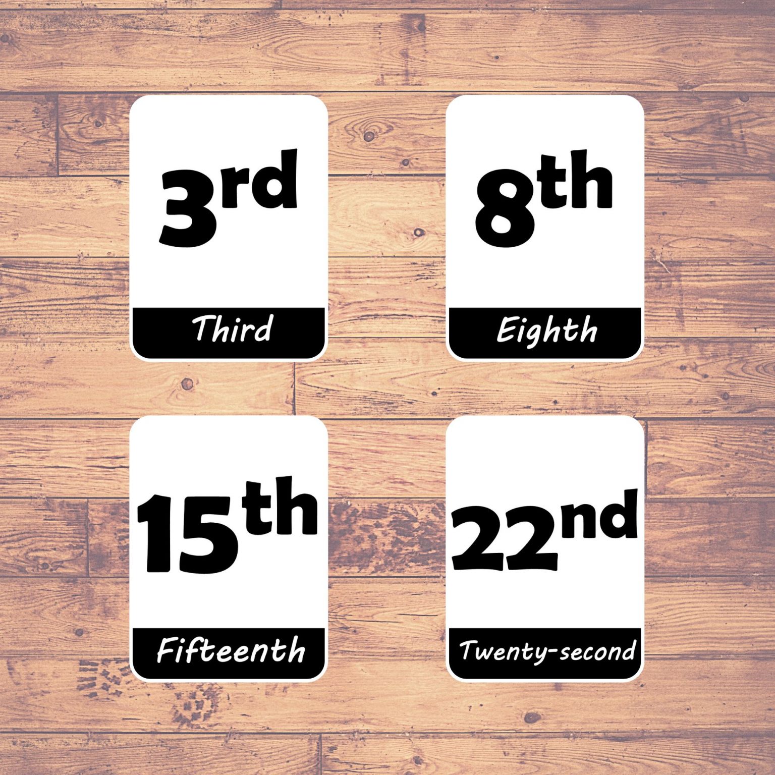 ordinal numbers flashcards maths educational