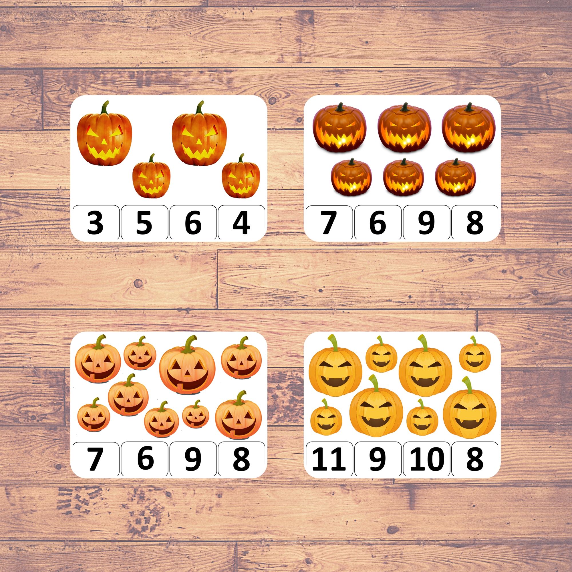 COUNTING PUMPKINS Clip Counting Cards Montessori Educational