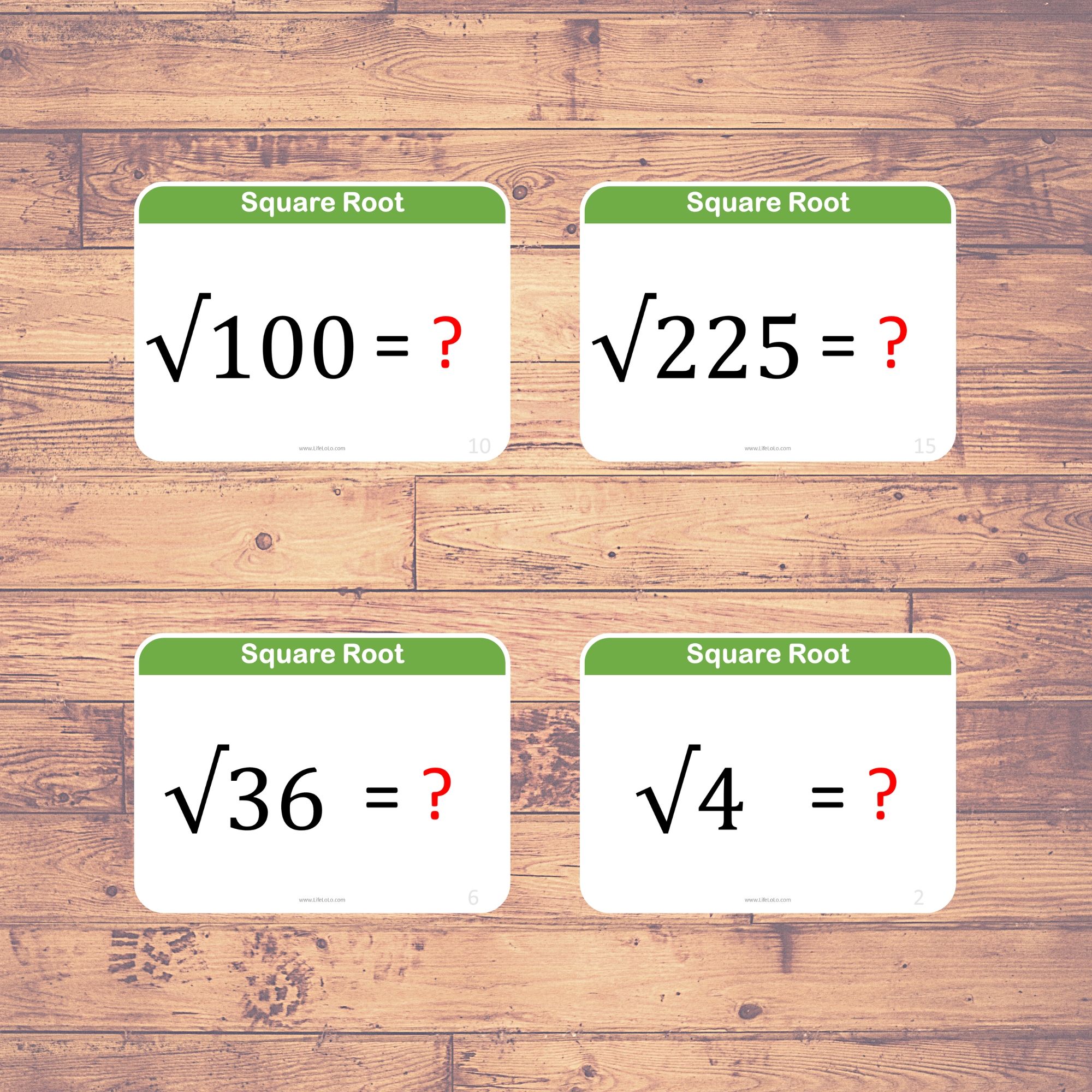 SQUARE ROOT - Flashcards | Math | Educational | Learning | (20 Cards ...