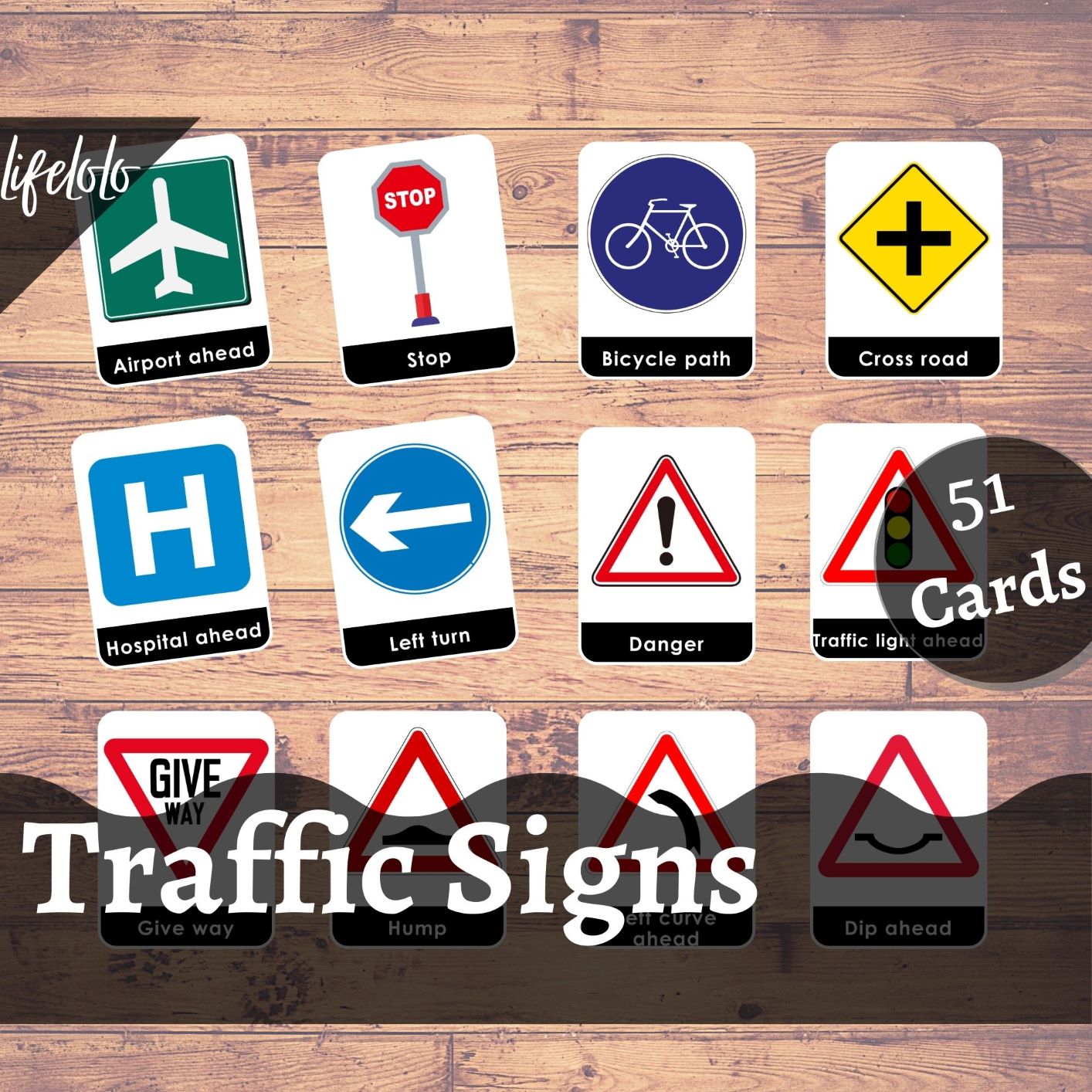 Traffic Signs - 51 Flash Cards 