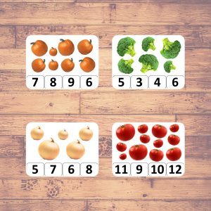 counting vegetable flashcards