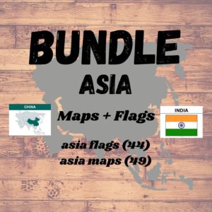 asia maps flags bundle