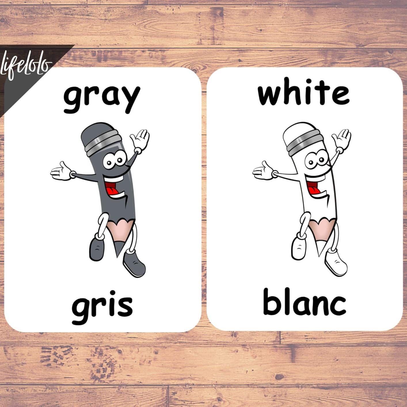 Colors FRENCH Flash Cards | Bilingual Homeschool Printable | French