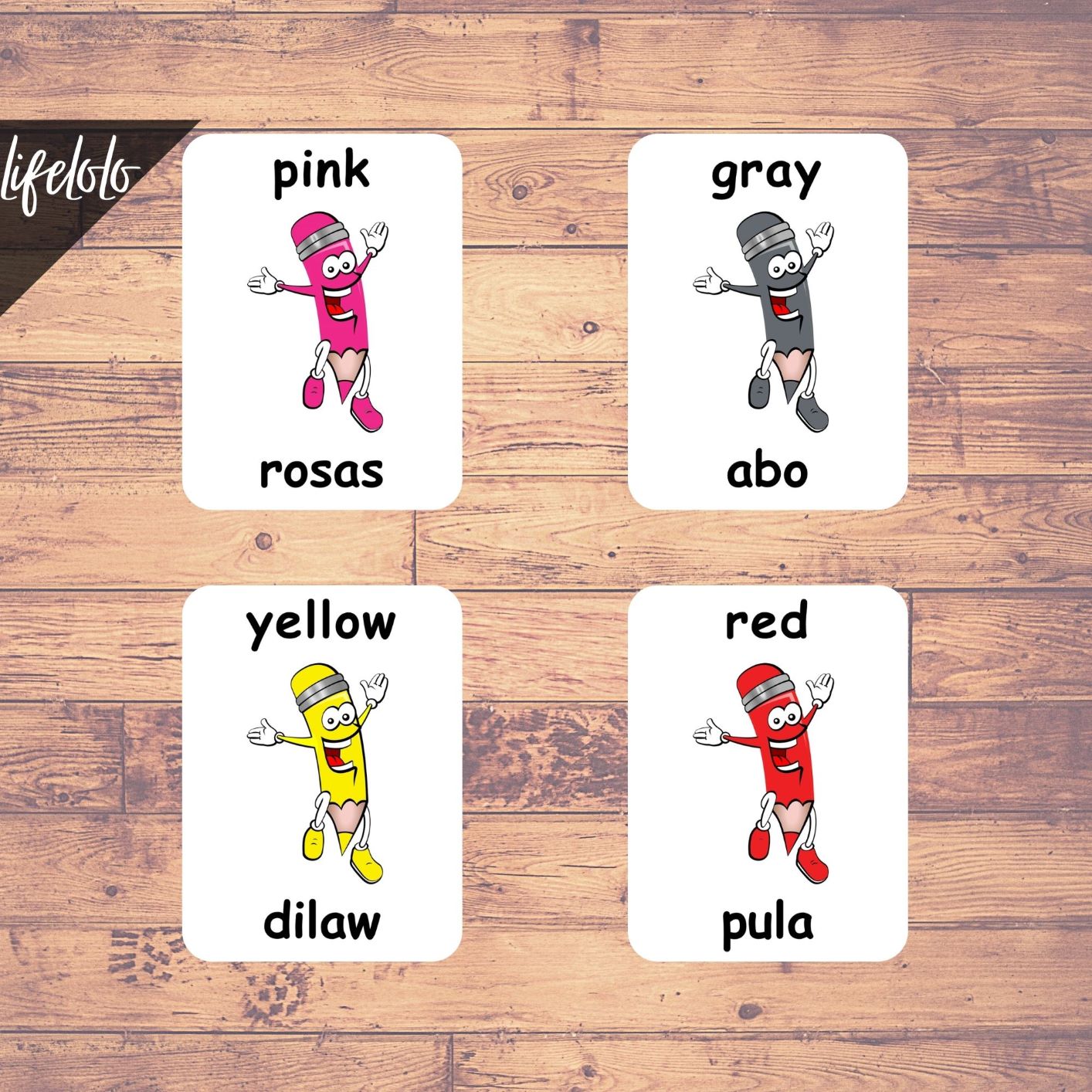 Colors FILIPINO Flash Cards 12 Tagalog Flash Cards Filipino