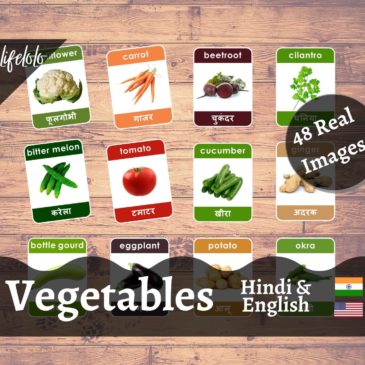 VEGETABLES (Real Images) | HINDI | English Bilingual Flash Cards | 48 ...