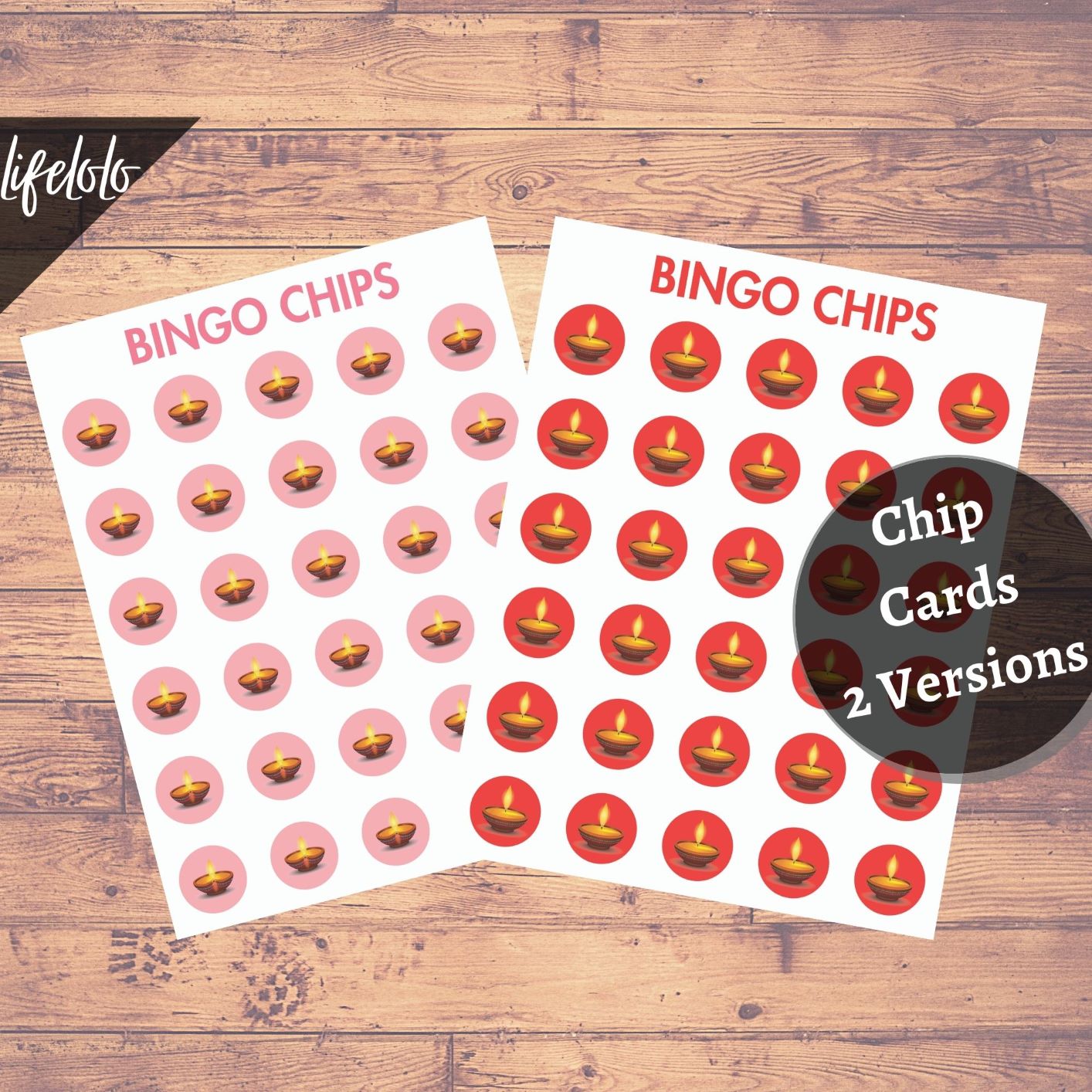 Diwali Bingo chip Cards