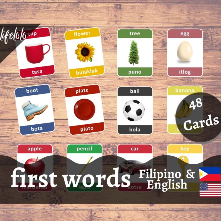 First Words FILIPINO Flash Cards | Bilingual Homeschool Printable ...