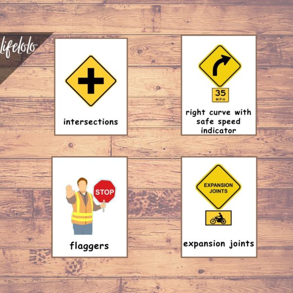 street signs flash cards