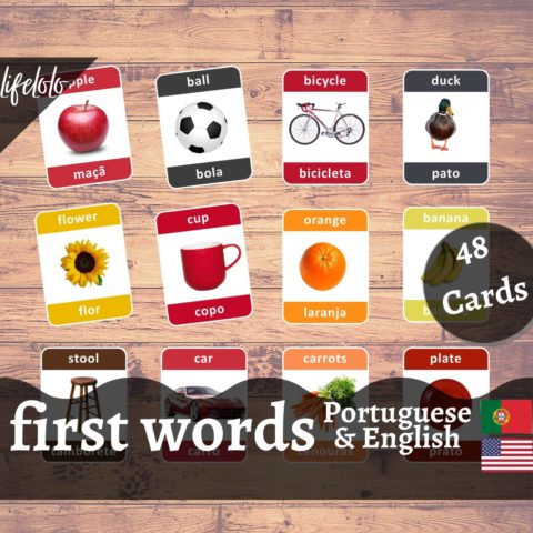 First Words PORTUGUESE Flash Cards | Bilingual Homeschool Printable ...